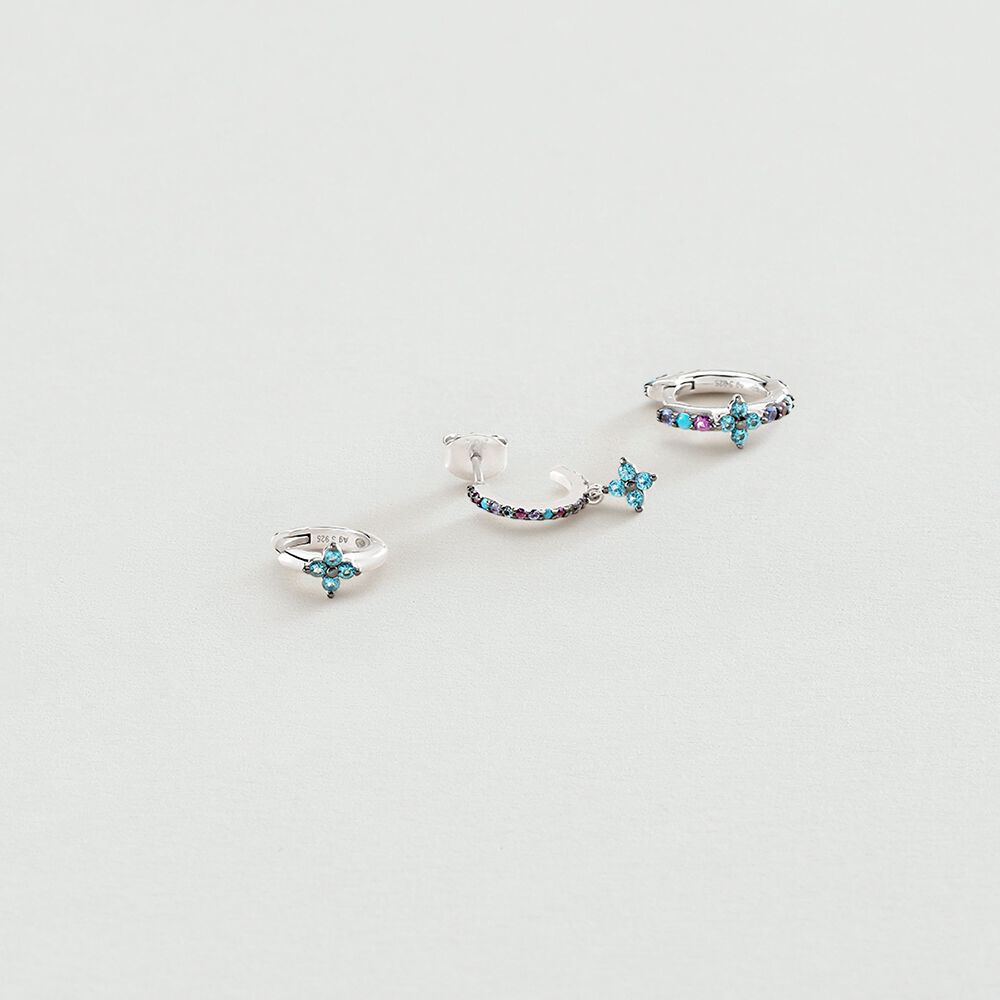 Piercing cr&eacute;ole BELOVED - Multicolore / Argent&eacute; - Argent v&eacute;ritable  | Agatha