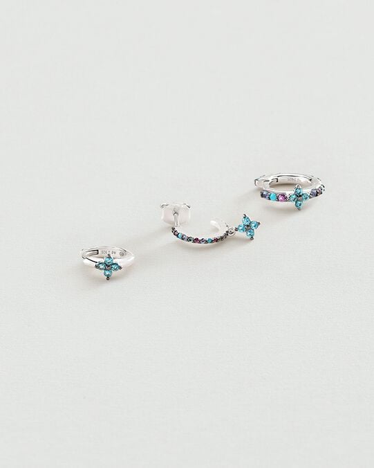 Piercing créole BELOVED - Multicolore / Argenté - Argent véritable  | Agatha Piercing créole BELOVED - Multicolore / Argenté - Argent véritable  | Agatha