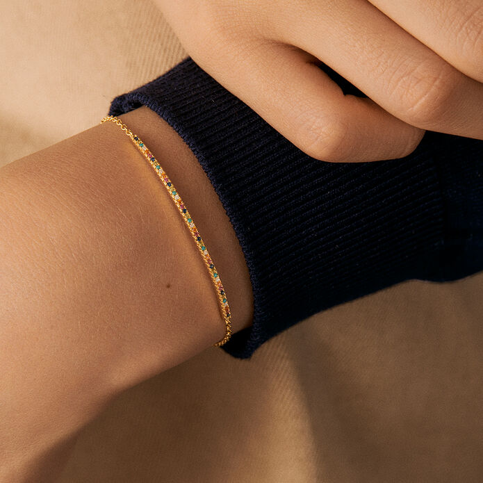 Bracelet souple RAINBOW - Multicolore / Doré - Bracelets  | Agatha