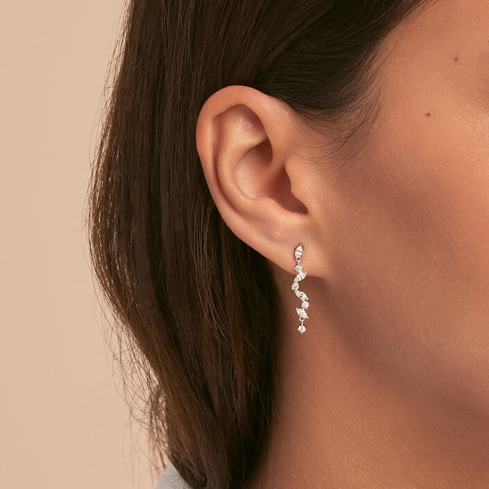 Boucles d'oreilles pendantes PLEIADES - Cristal / Argenté - Boucles d'oreilles  | Agatha