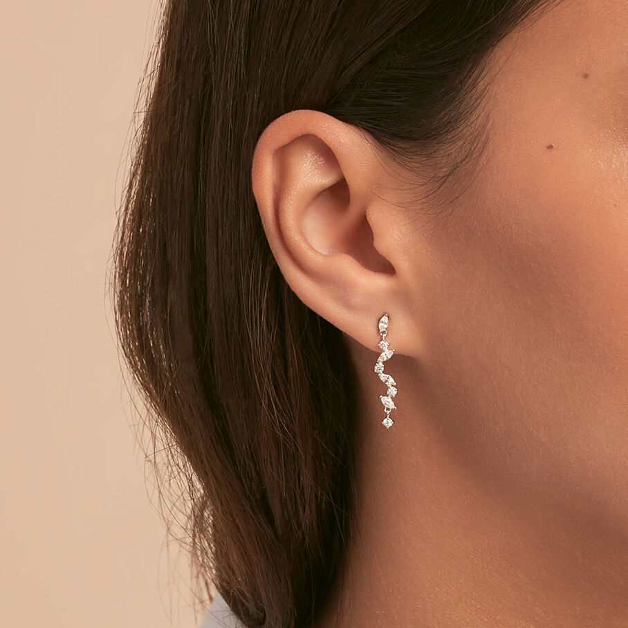 Boucles d'oreilles pendantes PLEIADES - Cristal / Argenté - Boucles d'oreilles  | Agatha