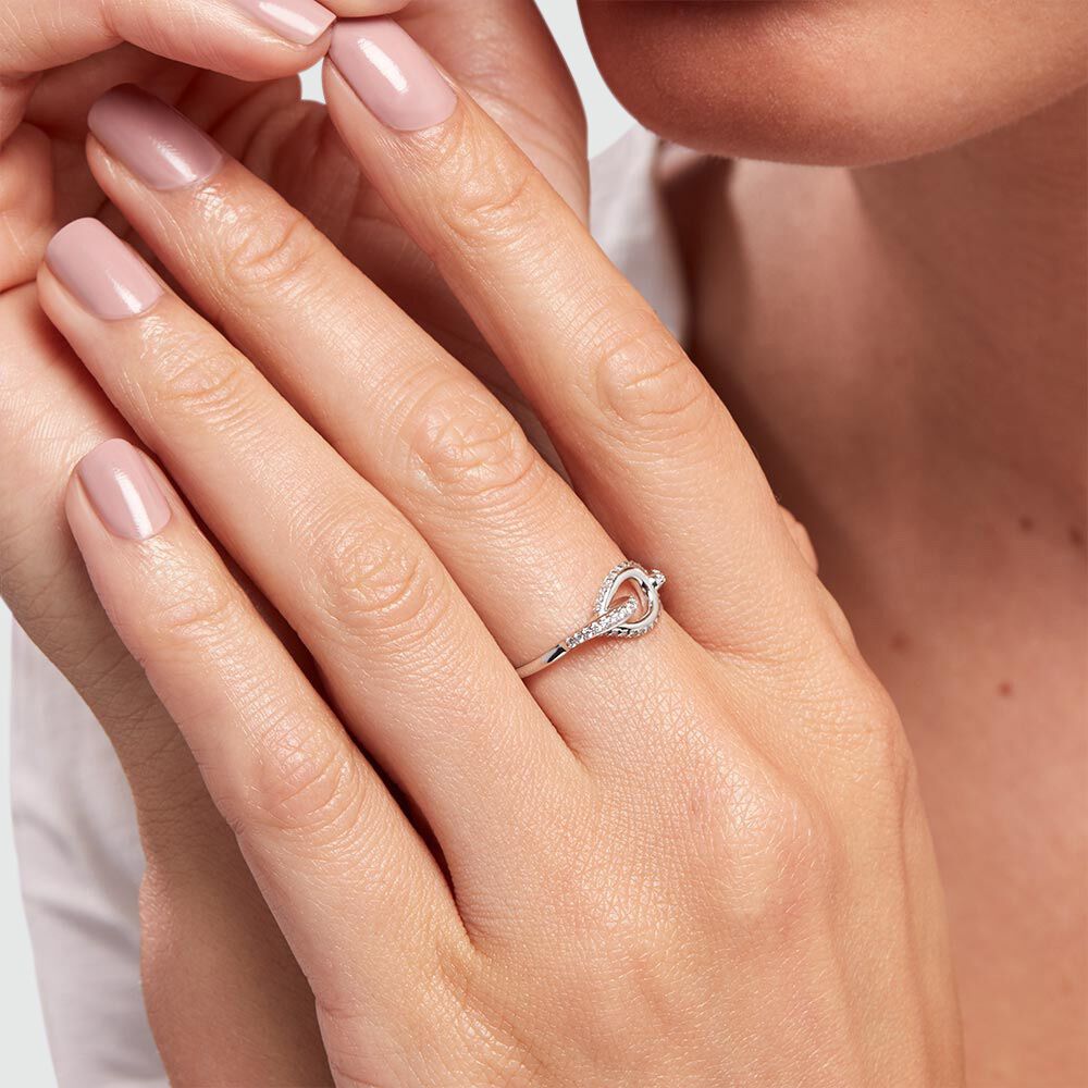 Bague fine GEMINI - Cristal / Argenté - Outlet  | Agatha