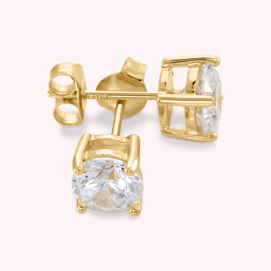 Boucles d'oreilles puces SOL - Cristal / Doré - Boucles d'oreilles puces  | Agatha