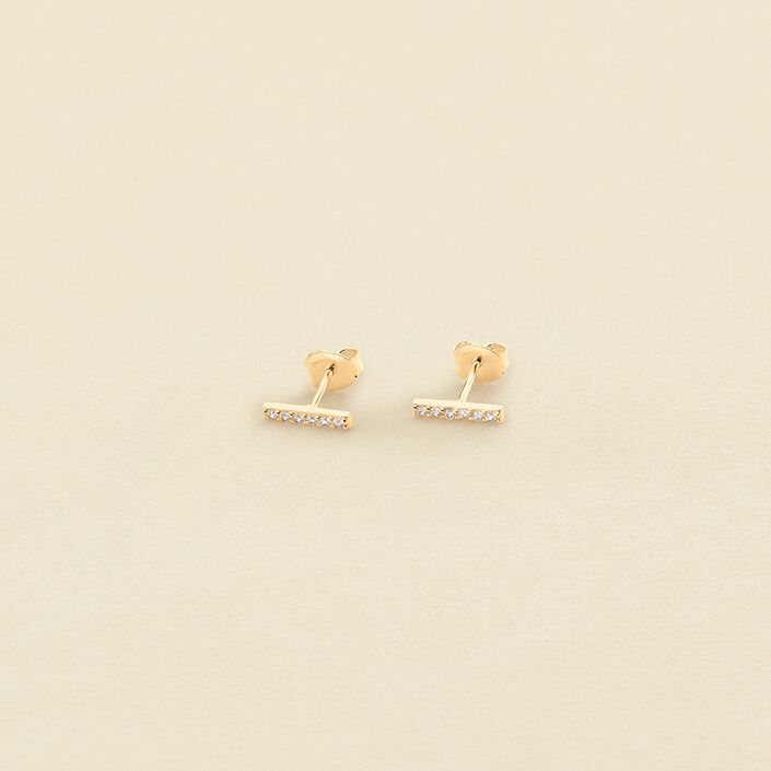 Boucles d'oreilles puces BARSHINE - Cristal / Doré - Boucles d'oreilles puces  | Agatha