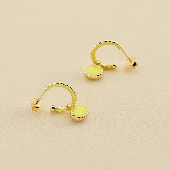 Créoles ATMA - Amazonite/ jaune - Boucles d'oreilles  | Agatha