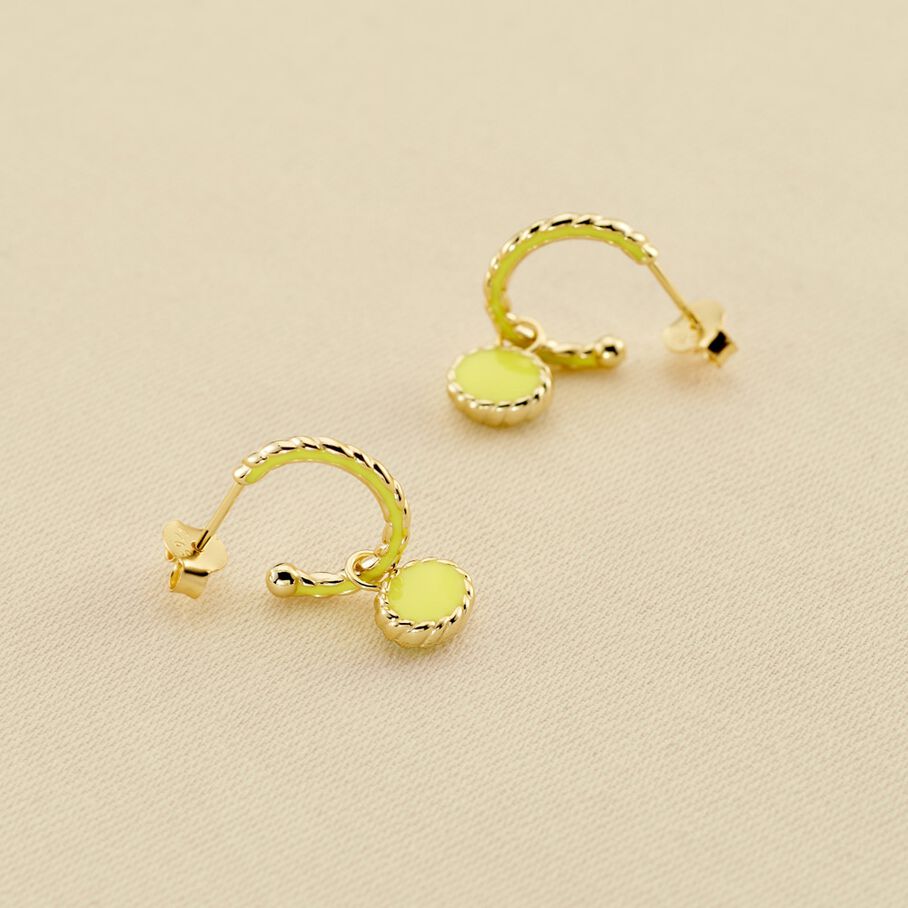 Créoles ATMA - Amazonite/ jaune - Boucles d'oreilles  | Agatha