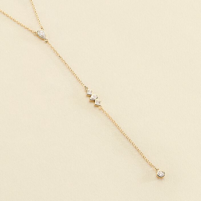 Collier mi-long PIRAMIDE - Cristal / Doré - Colliers  | Agatha