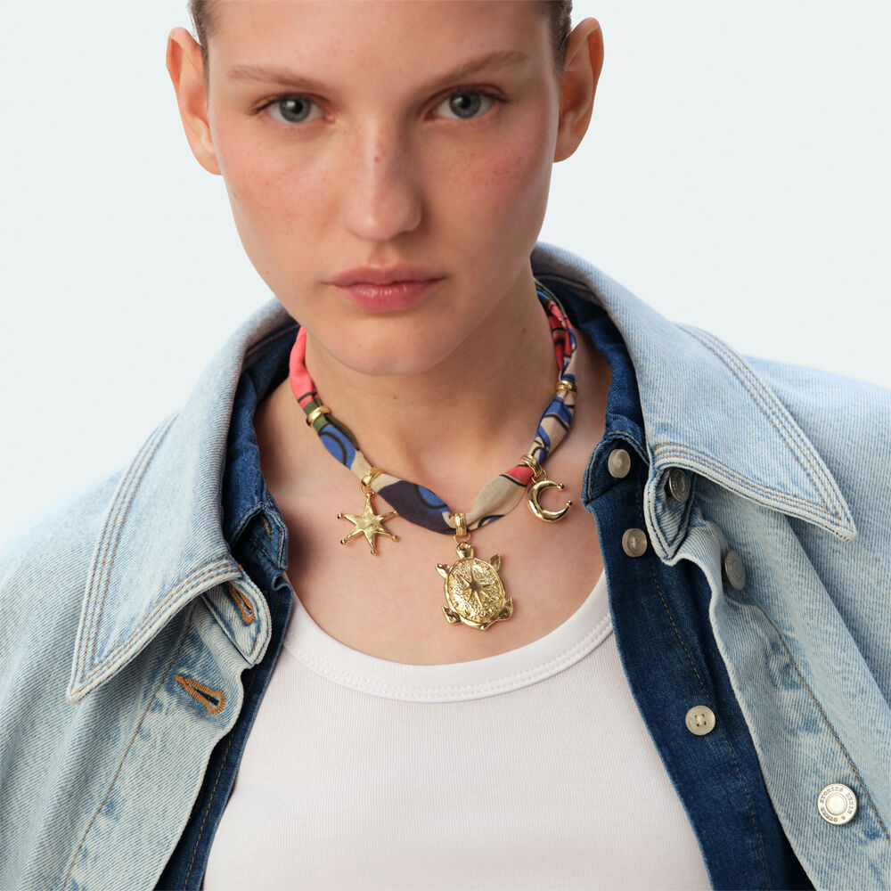 Collier mi-long PANGEA - Dor&eacute; / Multicouleur - Colliers mi-long  | Agatha