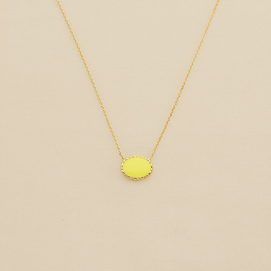 Collier mi-long ATMA - Amazonite/ jaune - Colliers  | Agatha