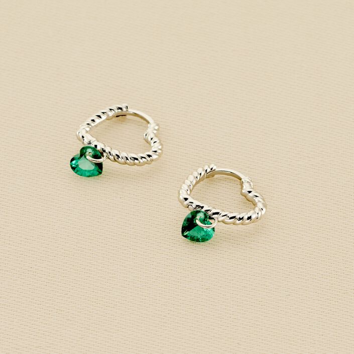 Créoles BEGUIN - Vert / Argenté - Boucles d'oreilles  | Agatha