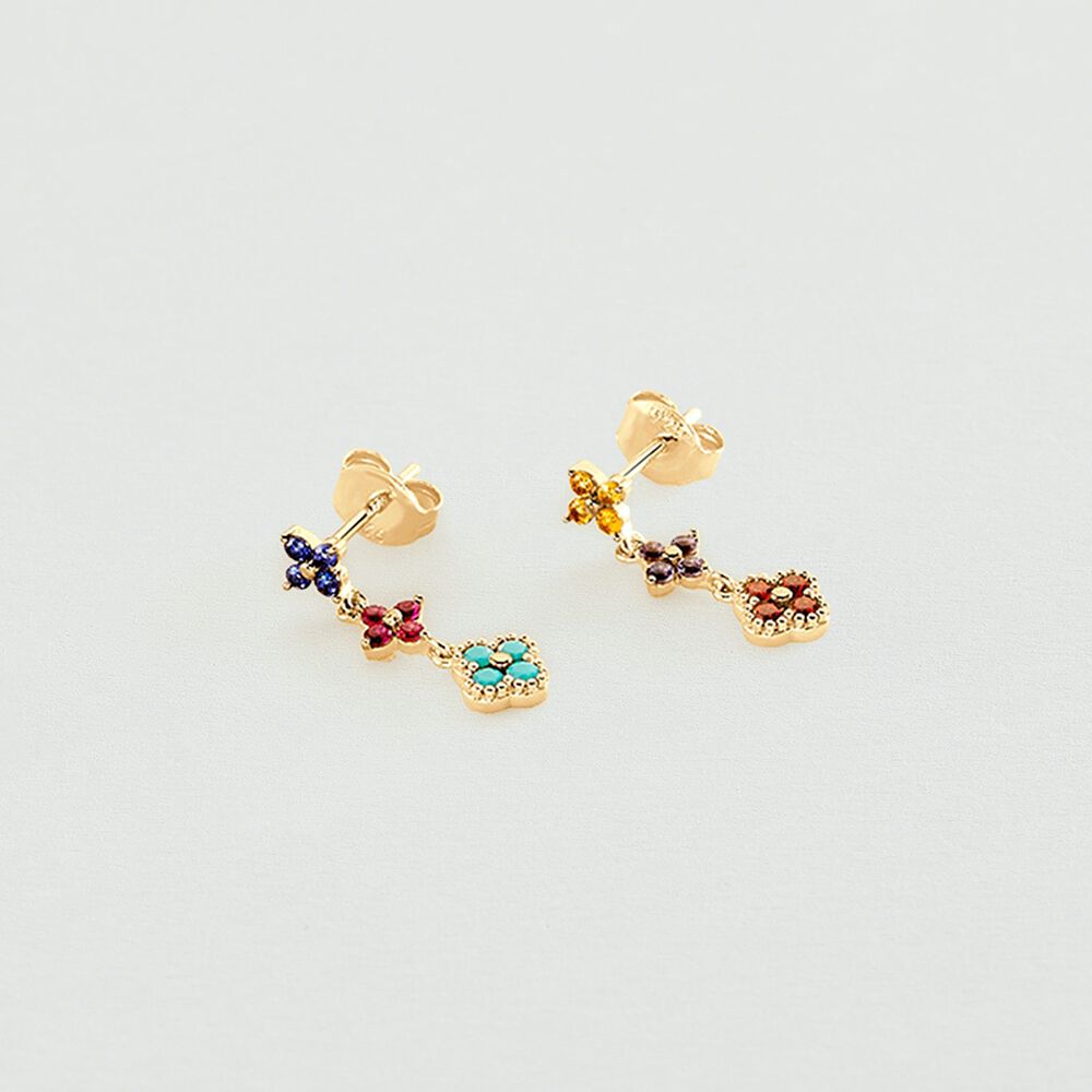 Boucles d'oreilles pendantes BELOVED - Multicolore / Doré - Boucles d'oreilles fantaisies  | Agatha