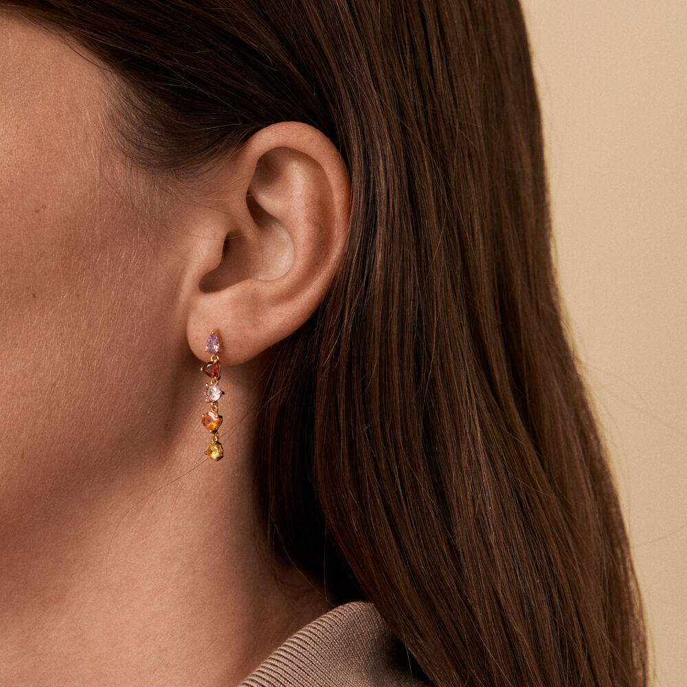 Boucles d'oreilles pendantes VAGUE - Multicolore / Doré
