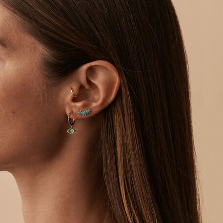 Piercing puce TRIOFLOR - Turquoise / Doré - Piercings  | Agatha