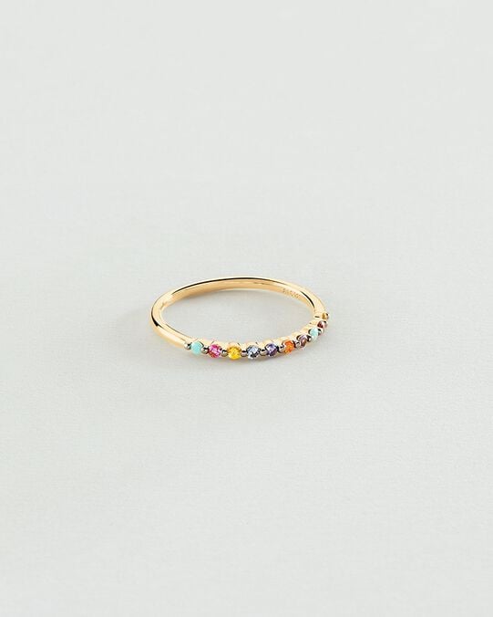 Bague fine BELOVED - Multicolore / Doré - Bagues avec pierre  | Agatha Bague fine BELOVED - Multicolore / Doré - Bagues avec pierre  | Agatha