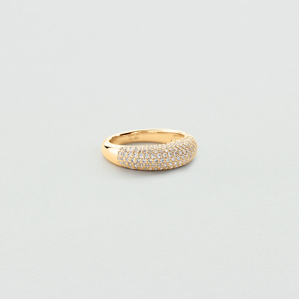 Bague fine XOXO PAV&Eacute; - Cristal / Dor&eacute; - Bagues fines  | Agatha