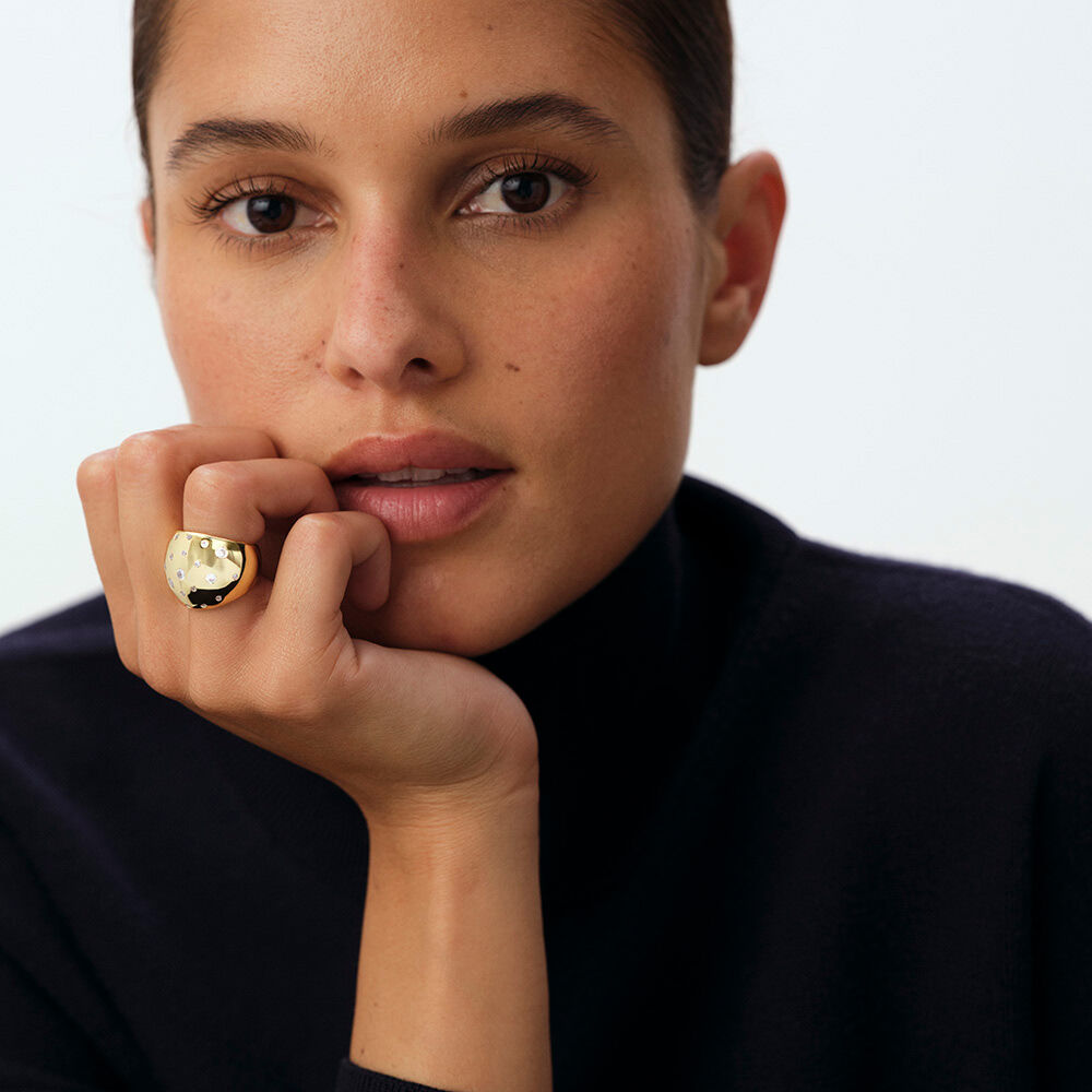 Bague large DANAE - Cristal / Doré - Bagues larges  | Agatha