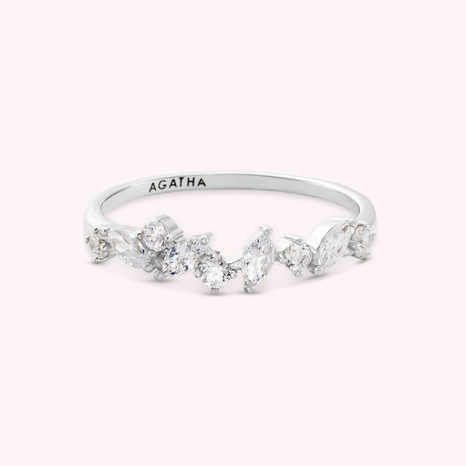 Bague fine PLEIADES - Cristal / Argenté - Bagues  | Agatha