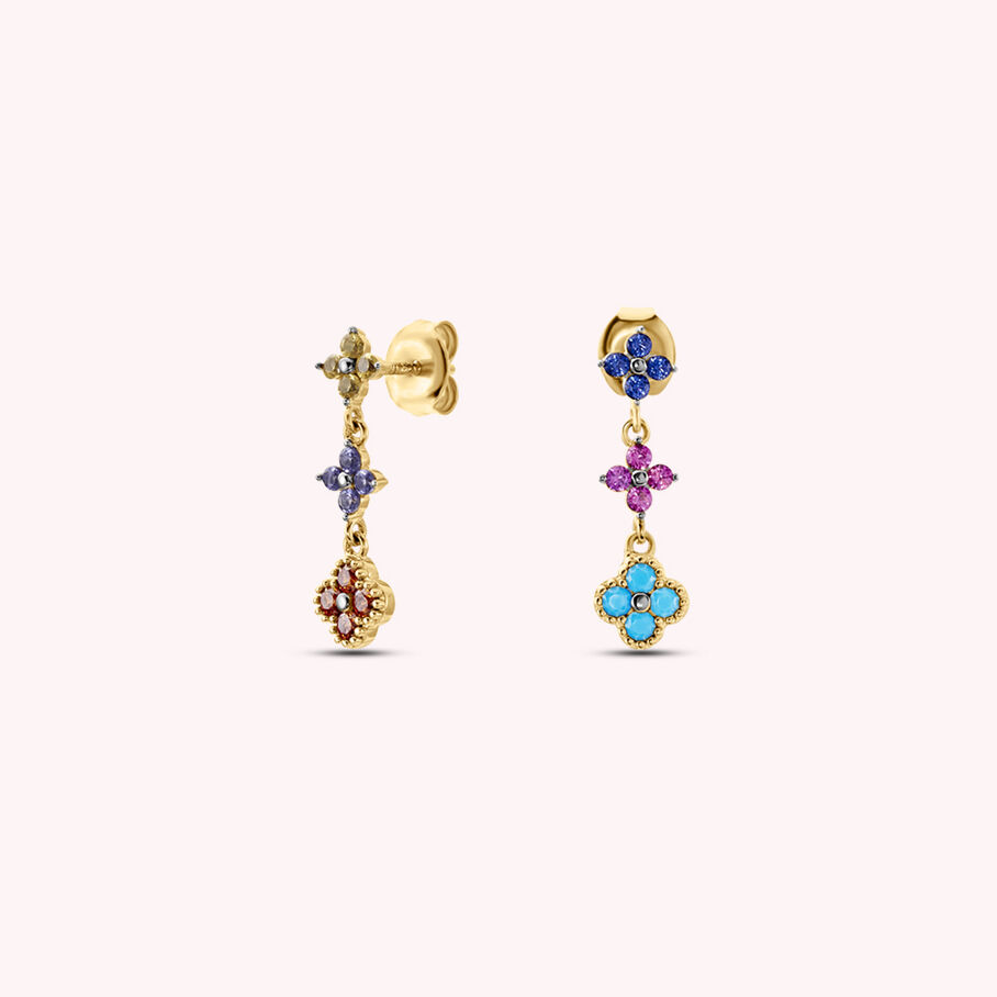 Boucles d'oreilles pendantes BELOVED - Multicolore / Doré - Boucles d'oreilles  | Agatha