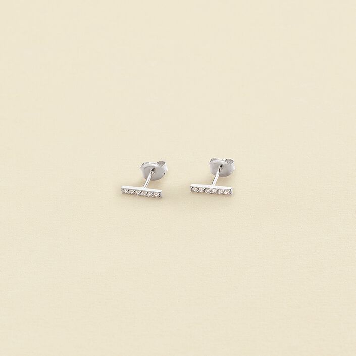 Boucles d'oreilles puces BARSHINE - Cristal / Argenté - Boucles d'oreilles puces  | Agatha