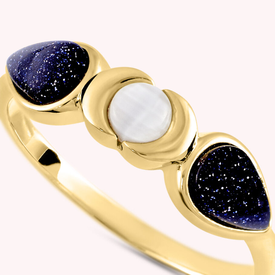 Bague fine CREPUSCULE - Bleu / Doré - Bagues  | Agatha