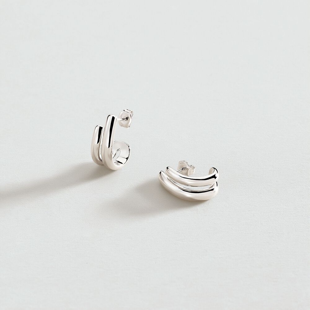 Boucles d'oreilles pendantes TRIJONC - Argenté - Boucles d'oreilles fantaisies  | Agatha