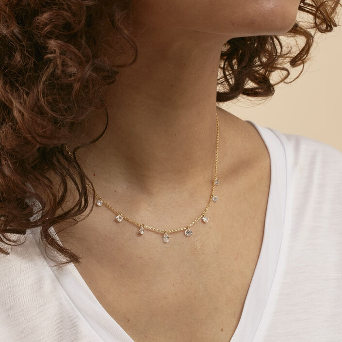 Collier ras du cou PETILLE - Cristal / Doré - Colliers  | Agatha