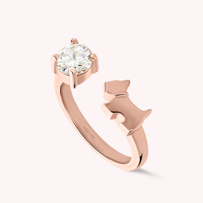 Bague fine BARBARA - Cristal / Rose - Bagues  | Agatha