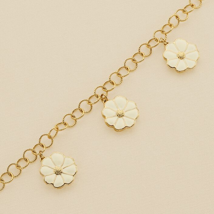 Bracelet souple FLORA - Doré / Blanc - Bracelets  | Agatha