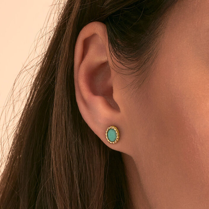 Boucles d'oreilles puces ATMA - Amazonite/ jaune - Boucles d'oreilles puces  | Agatha