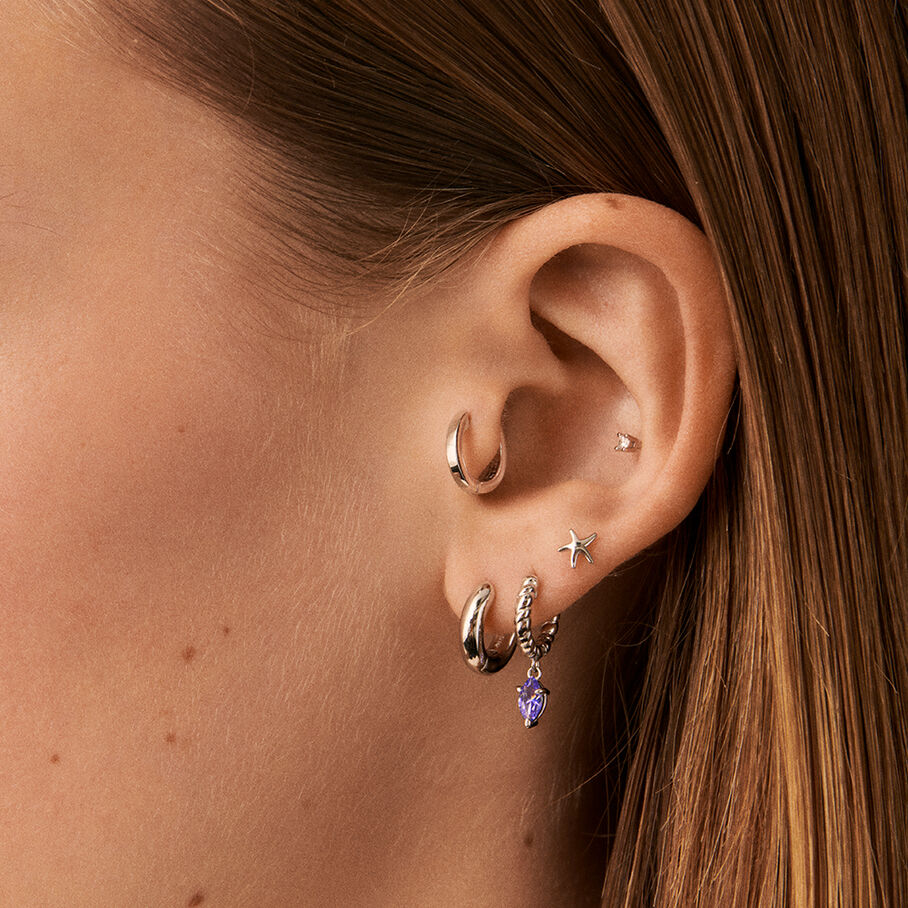 Piercing créole MAMBA - Lavande / Argenté - Piercings  | Agatha