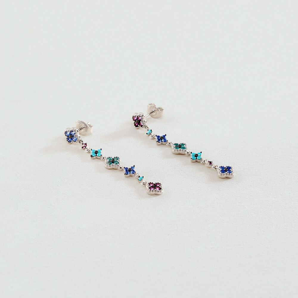 Boucles d'oreilles pendantes BELOVED - Multicolore / Argenté - Boucles d'oreilles fantaisies  | Agatha