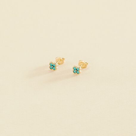 Boucles d'oreilles puces BELOVED - Turquoise / Doré - Boucles d'oreilles puces  | Agatha