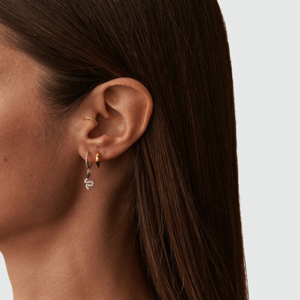 Piercing cr&eacute;ole SNAKY - Dor&eacute; / Gun - Argent v&eacute;ritable  | Agatha