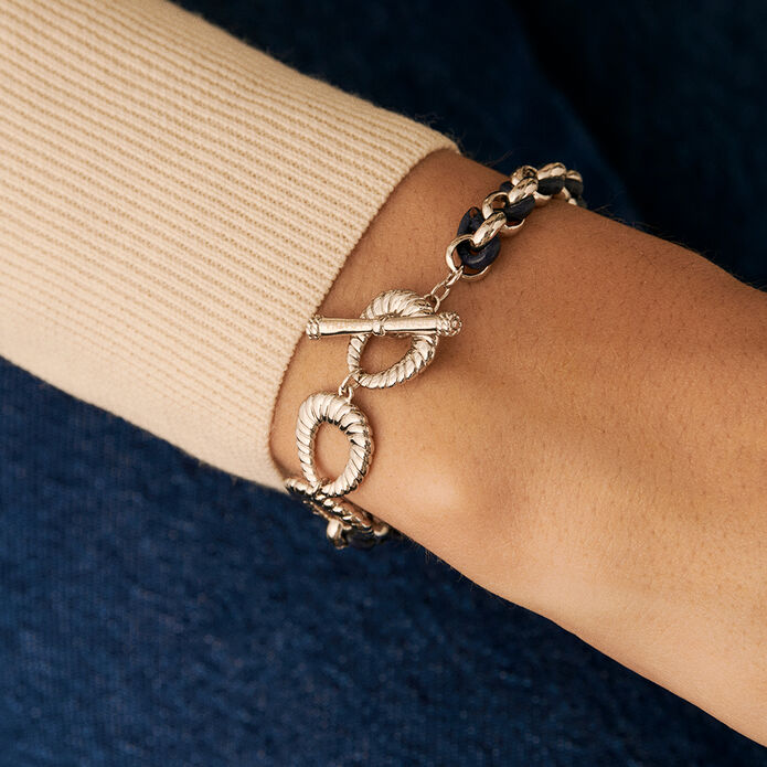Bracelet souple TWIGGY - Argenté / bleu foncé  - Bracelets  | Agatha
