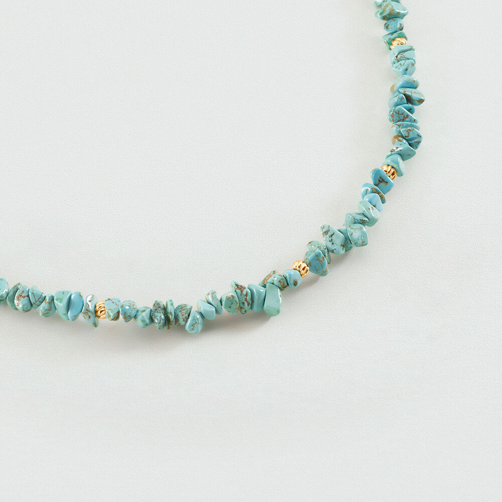 Collier ras du cou ILIOS - Turquoise / Dor&eacute; - Colliers fantaisie  | Agatha