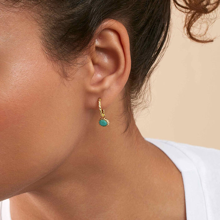 Créoles ATMA - Amazonite/ jaune - Boucles d'oreilles  | Agatha