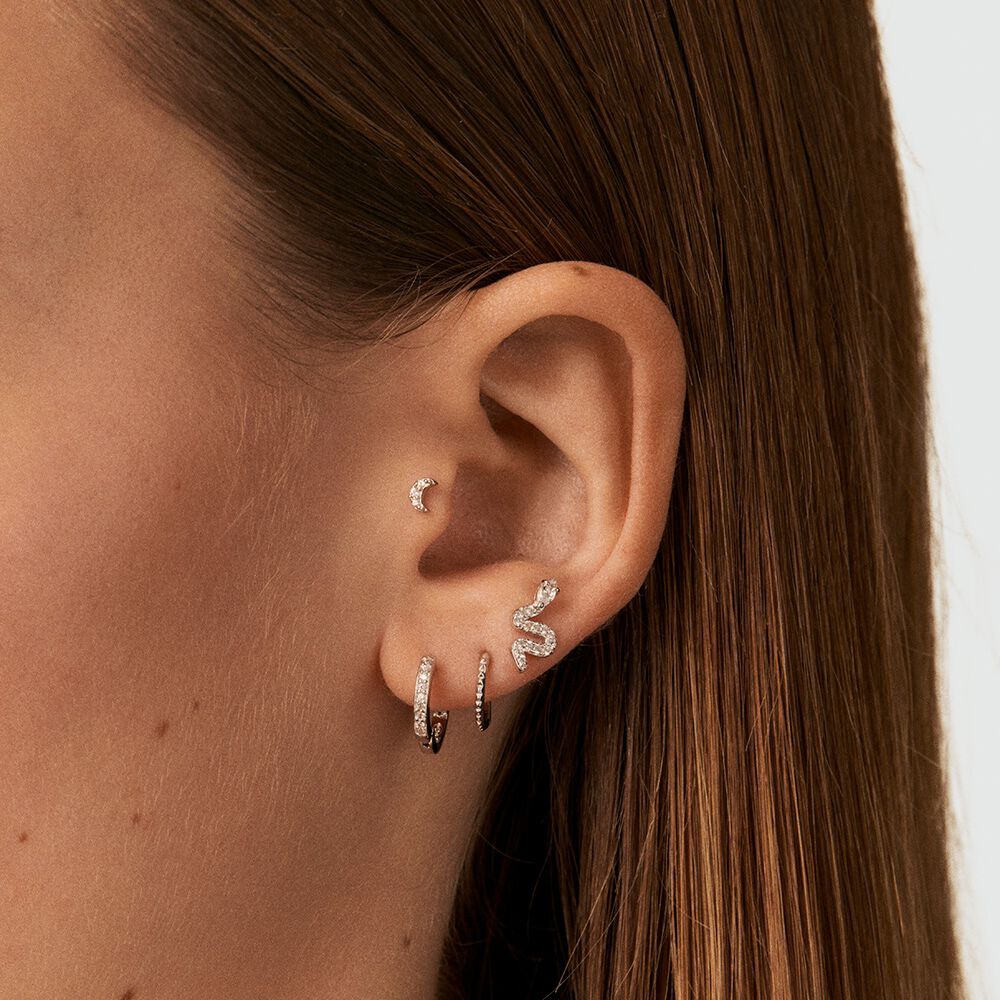 Piercing puce SNAKY - Cristal / Argent&eacute; - Argent v&eacute;ritable  | Agatha