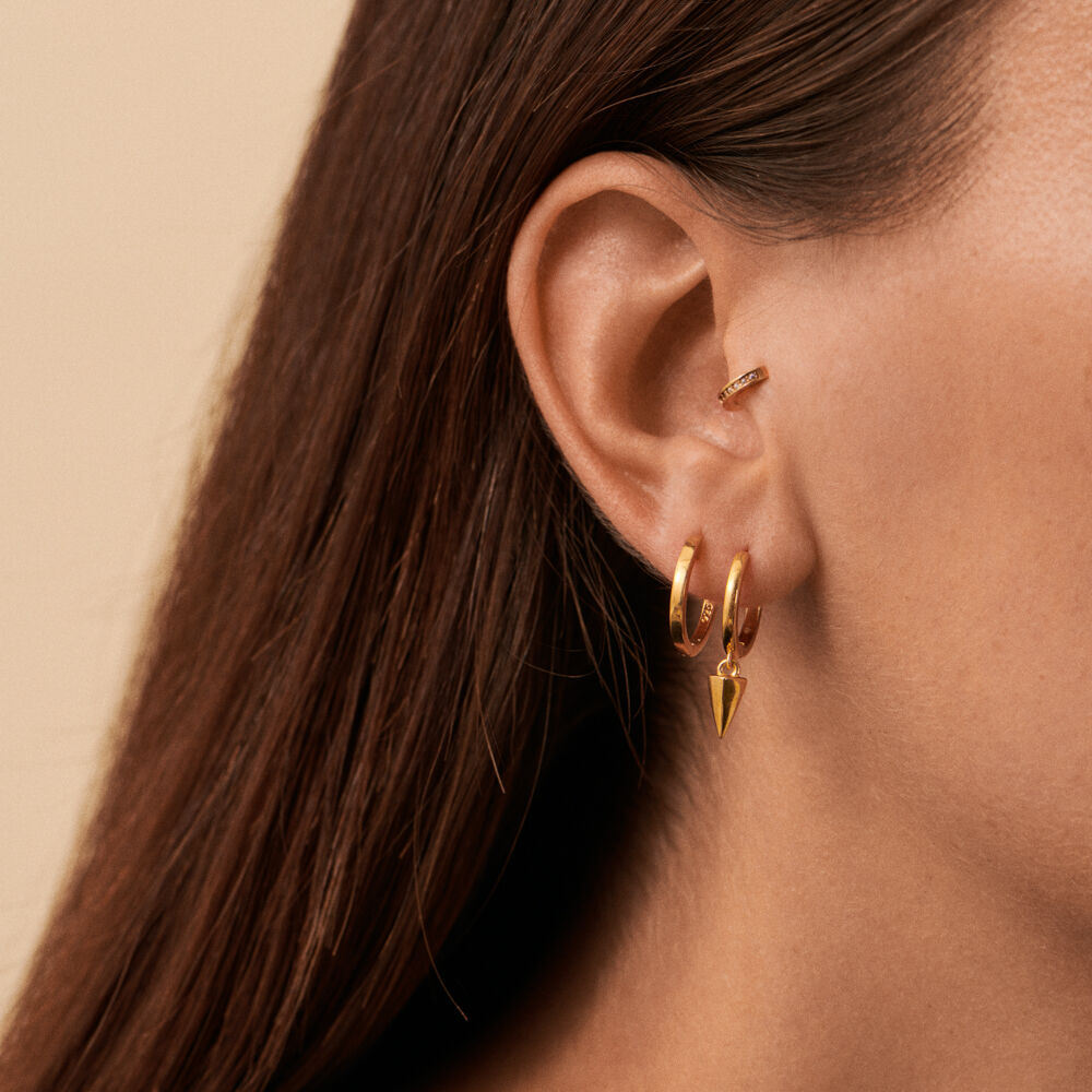 Piercing cr&eacute;ole CRIODIAM - Cristal / Dor&eacute; - Argent v&eacute;ritable  | Agatha