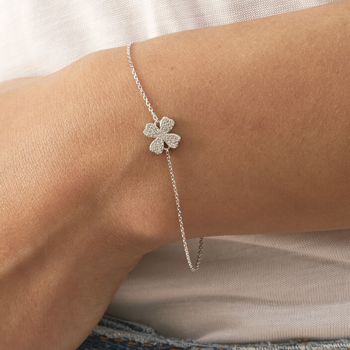 Bracelet souple TREFLE - Cristal / Argenté - Bracelets  | Agatha