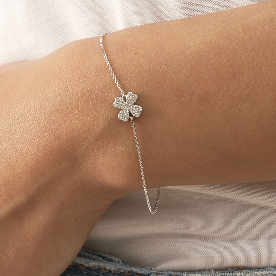 Bracelet souple TREFLE - Cristal / Argenté - Bracelets  | Agatha