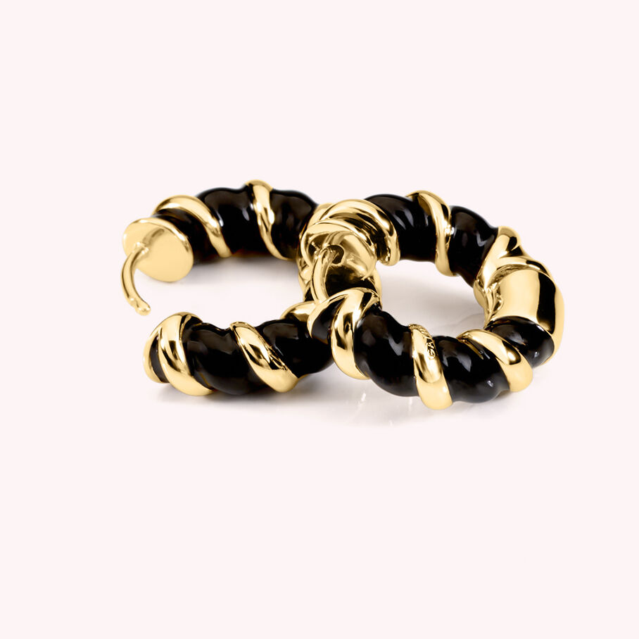 Créoles SESHA - Noir / Doré - Boucles d'oreilles  | Agatha