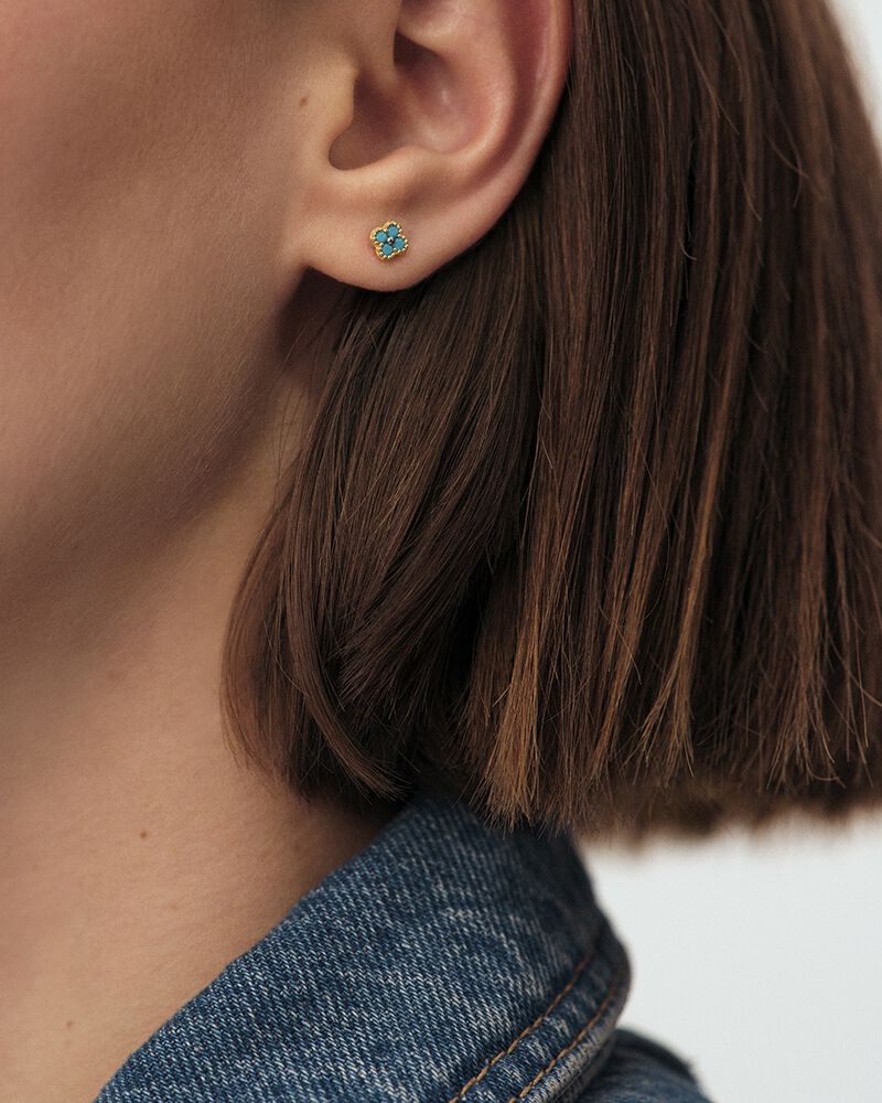 Boucles d'oreilles puces BELOVED - Turquoise / Doré - Boucles d'oreilles puces  | Agatha Boucles d'oreilles puces BELOVED - Turquoise / Doré - Boucles d'oreilles puces  | Agatha