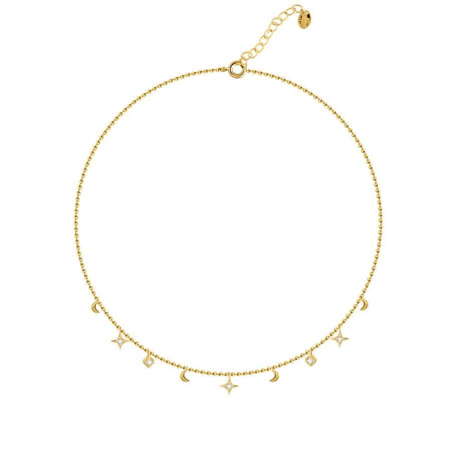 Collier ras du cou GALAXIE - Cristal / Doré