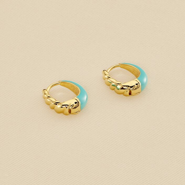 Créoles ATMA - Bleu / Doré - Boucles d'oreilles  | Agatha