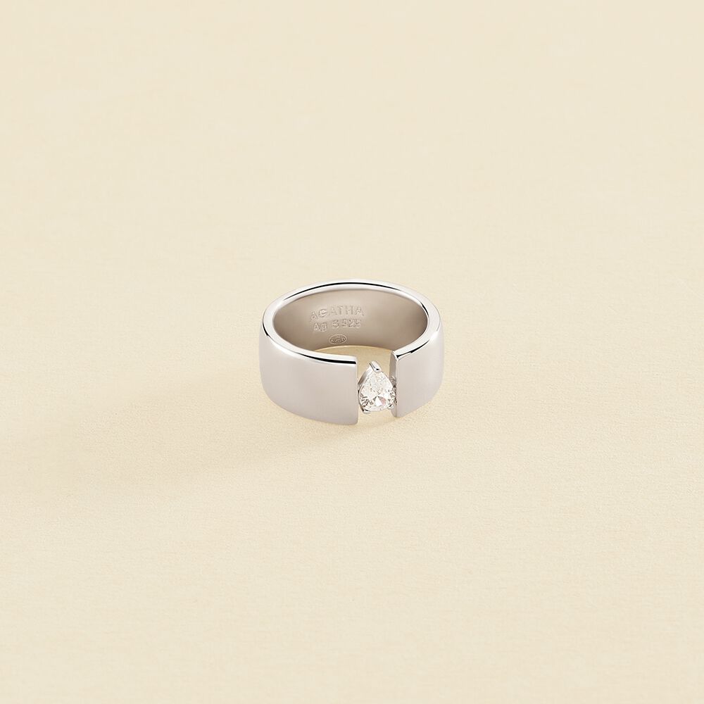 Bague large JADE Cristal Argente