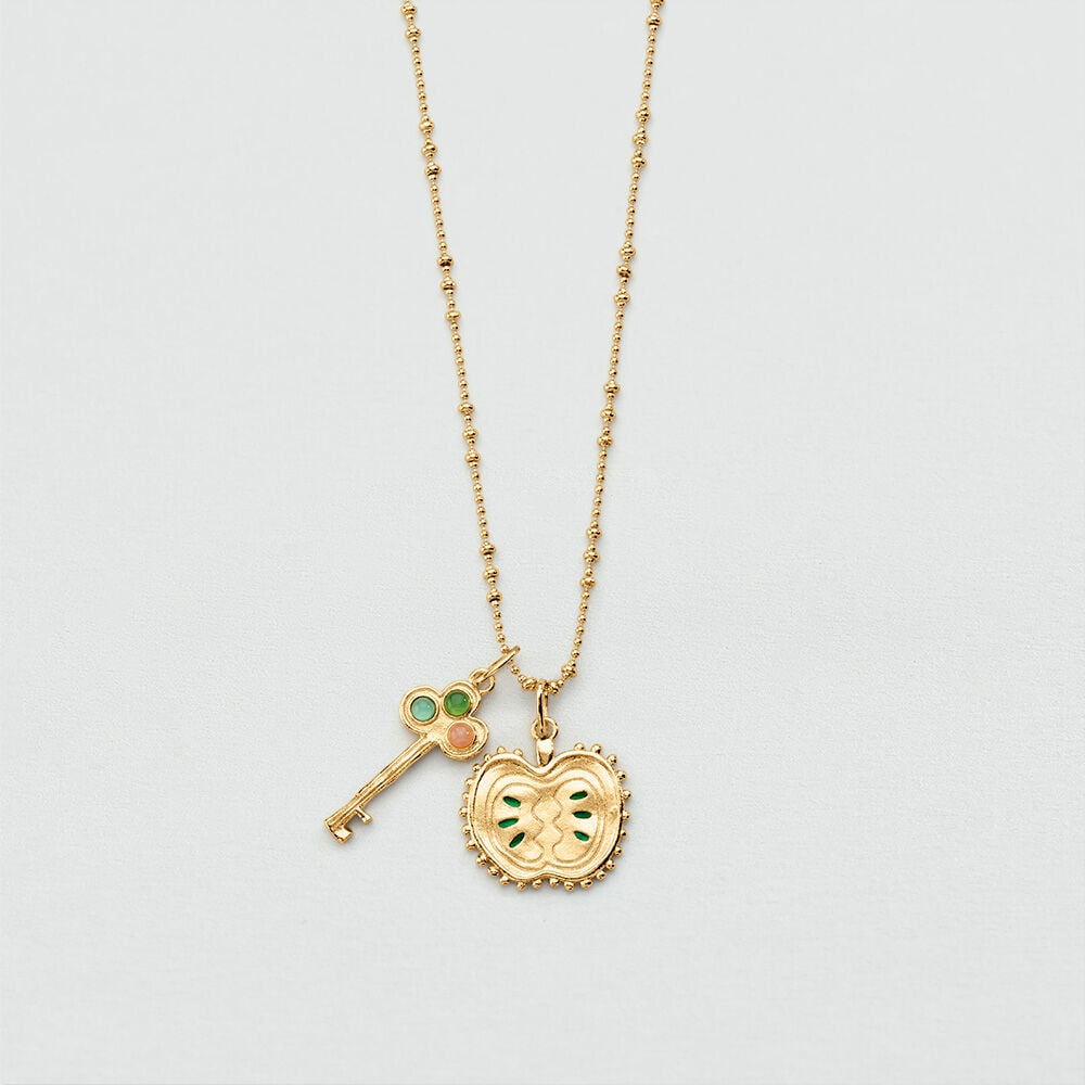 Collier mi-long PANGEA - Dor&eacute; / Multicouleur - Colliers mi-long  | Agatha
