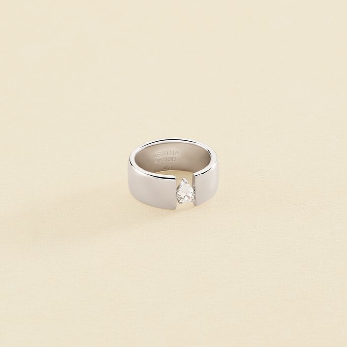 Bague large JADE - Cristal / Argenté - Bagues  | Agatha