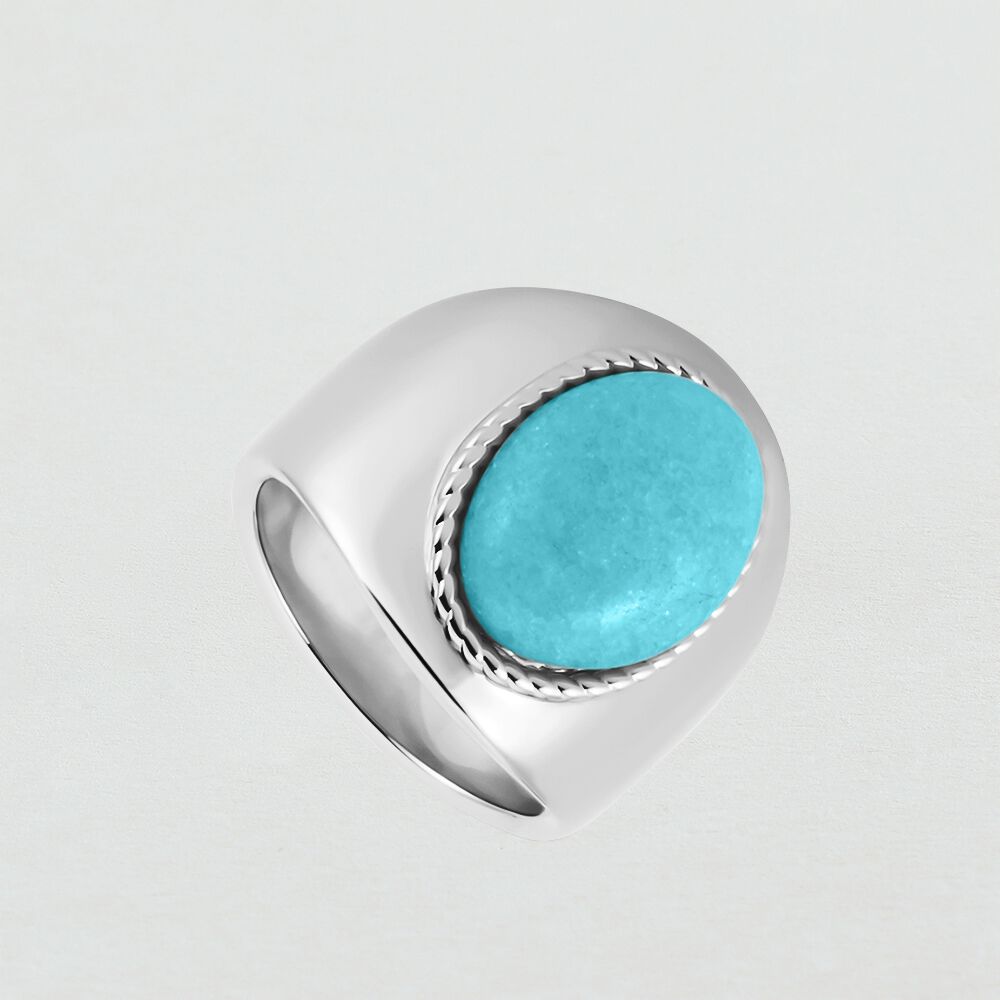 Bague large ALOHA - Turquoise / Argent&eacute; - Bagues larges  | Agatha