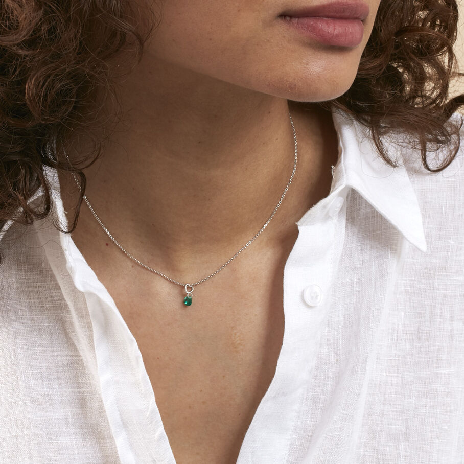 Collier ras du cou BEGUIN - Vert / Argenté - Colliers  | Agatha