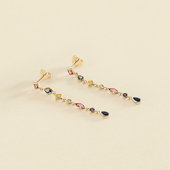Boucles d'oreilles pendantes CASCADA - Multicolore / Doré - Boucles d'oreilles  | Agatha